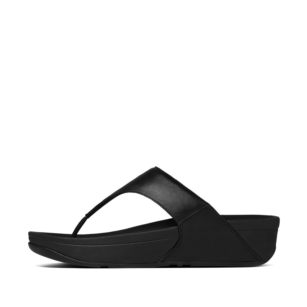 Fitflop Womens Sandals Black - Lulu Leather Toe-post - 42XDMGCWP